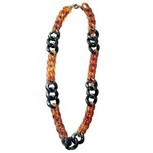 J. Crew Tortoise Shell Acrylic Chunky Chain Link Long Necklace